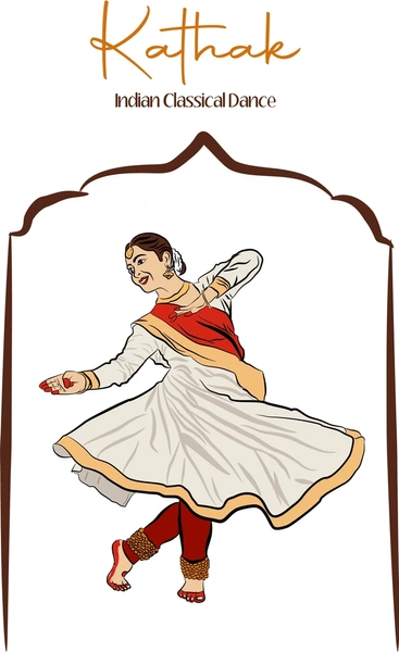 Kathak dancer spinning with flowing costume